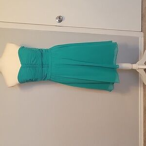 Elegant Teal Strapless Dress - Size 16